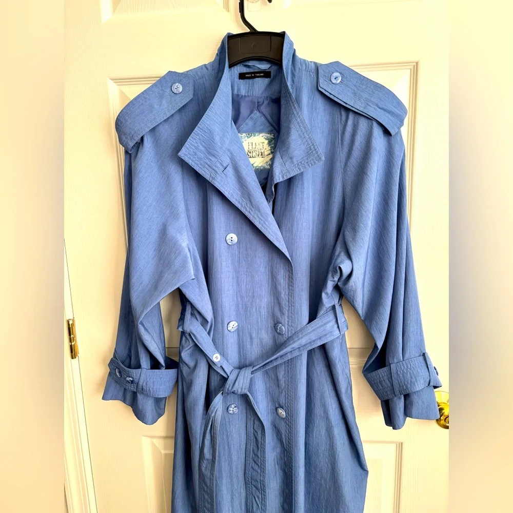 FLEETSTREET TRENCH COAT DOUBLE BREASTED BLUE BUTTON MILITARY STYLE   PLUS SZ 3XL - Picture 6 of 12